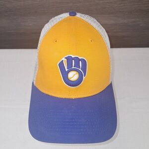 Milwaukee Brewers Mitt Logo New Era 9Forty Blue & Yellow Snapback OSFM Cap Hat